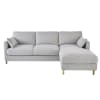 Canapé d'angle droit convertible 5 places gris clair, matelas 14 cm